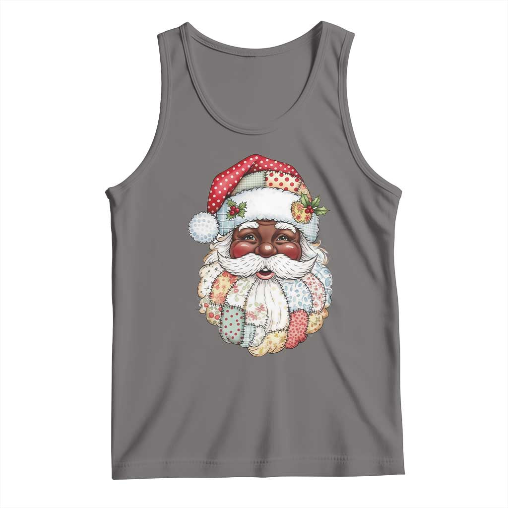 African American Christmas Retro Patchwork Black Santa Tank Top TS11 Deep Heather Print Your Wear