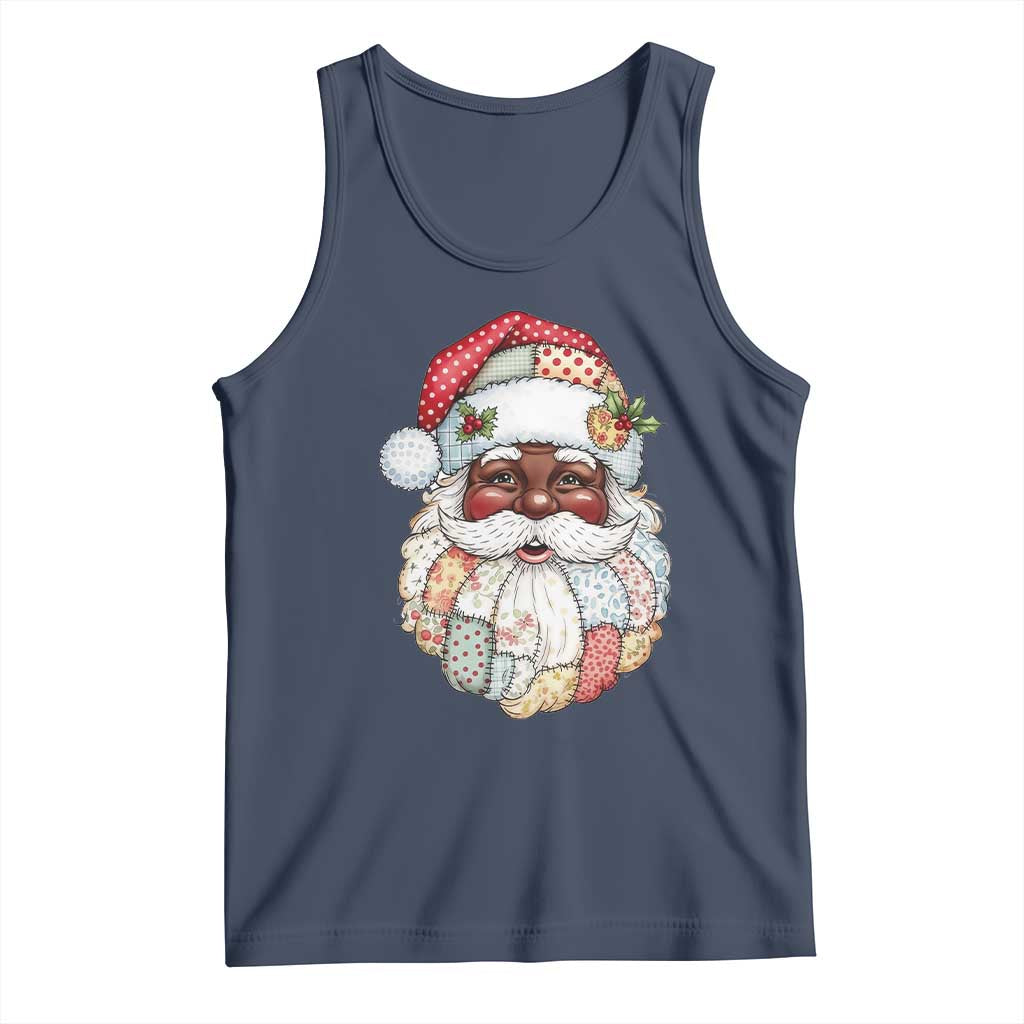 African American Christmas Retro Patchwork Black Santa Tank Top TS11 Navy Print Your Wear