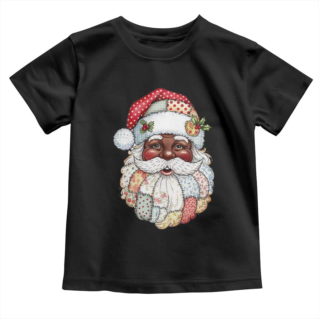 African American Christmas Retro Patchwork Black Santa Toddler T Shirt TS11 Black Print Your Wear