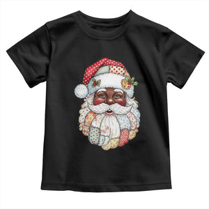 African American Christmas Retro Patchwork Black Santa Toddler T Shirt TS11 Black Print Your Wear