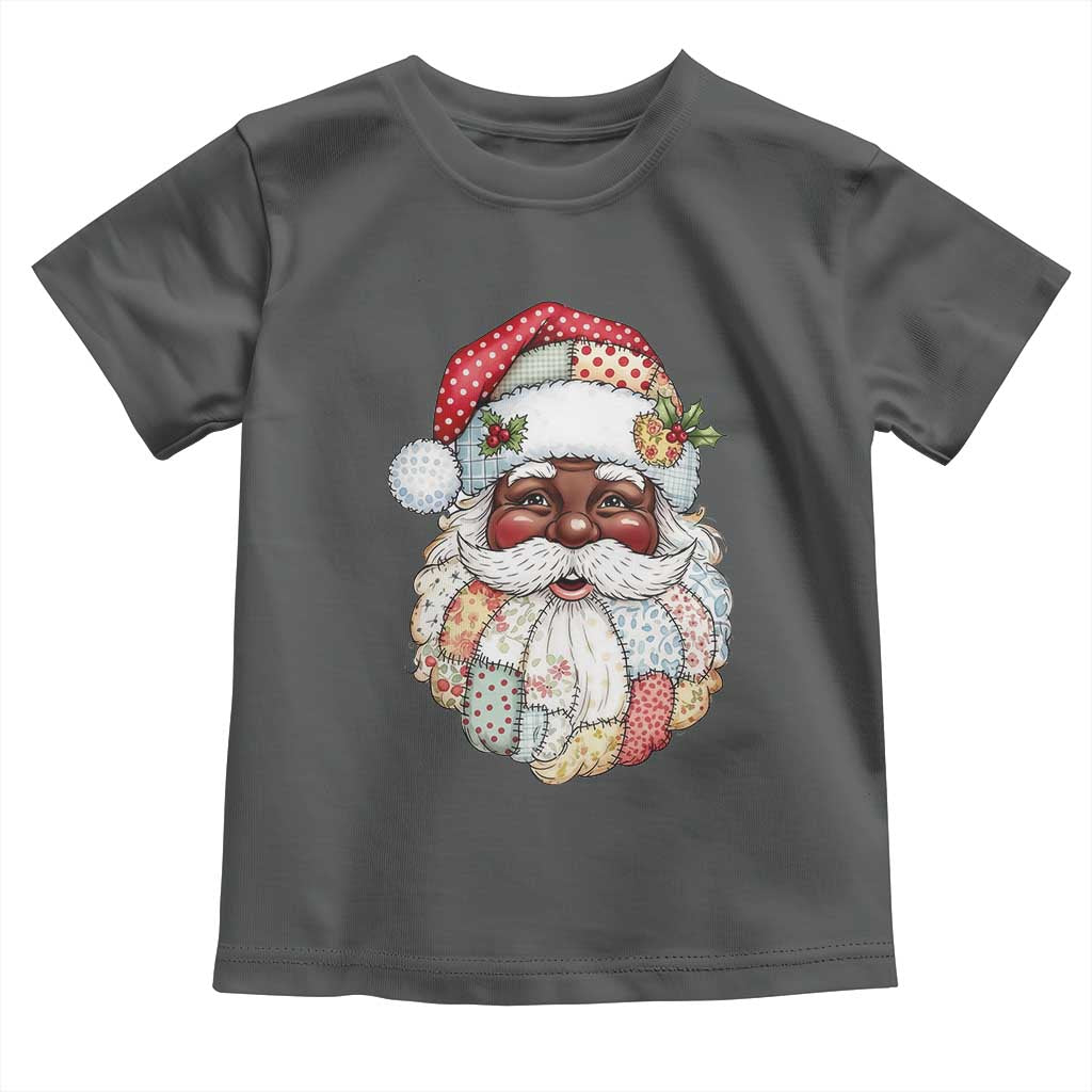 African American Christmas Retro Patchwork Black Santa Toddler T Shirt TS11 Dark Heather Print Your Wear