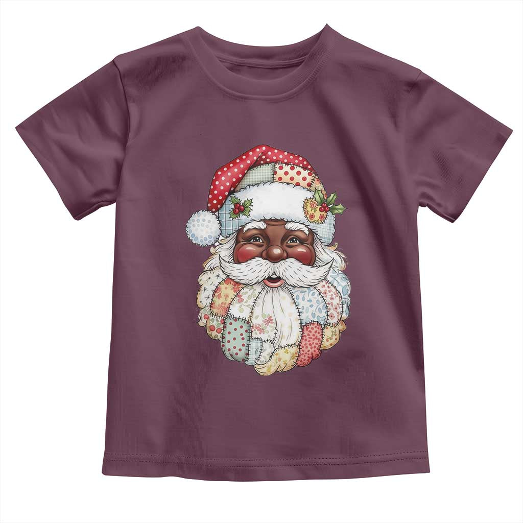 African American Christmas Retro Patchwork Black Santa Toddler T Shirt TS11 Maroon Print Your Wear