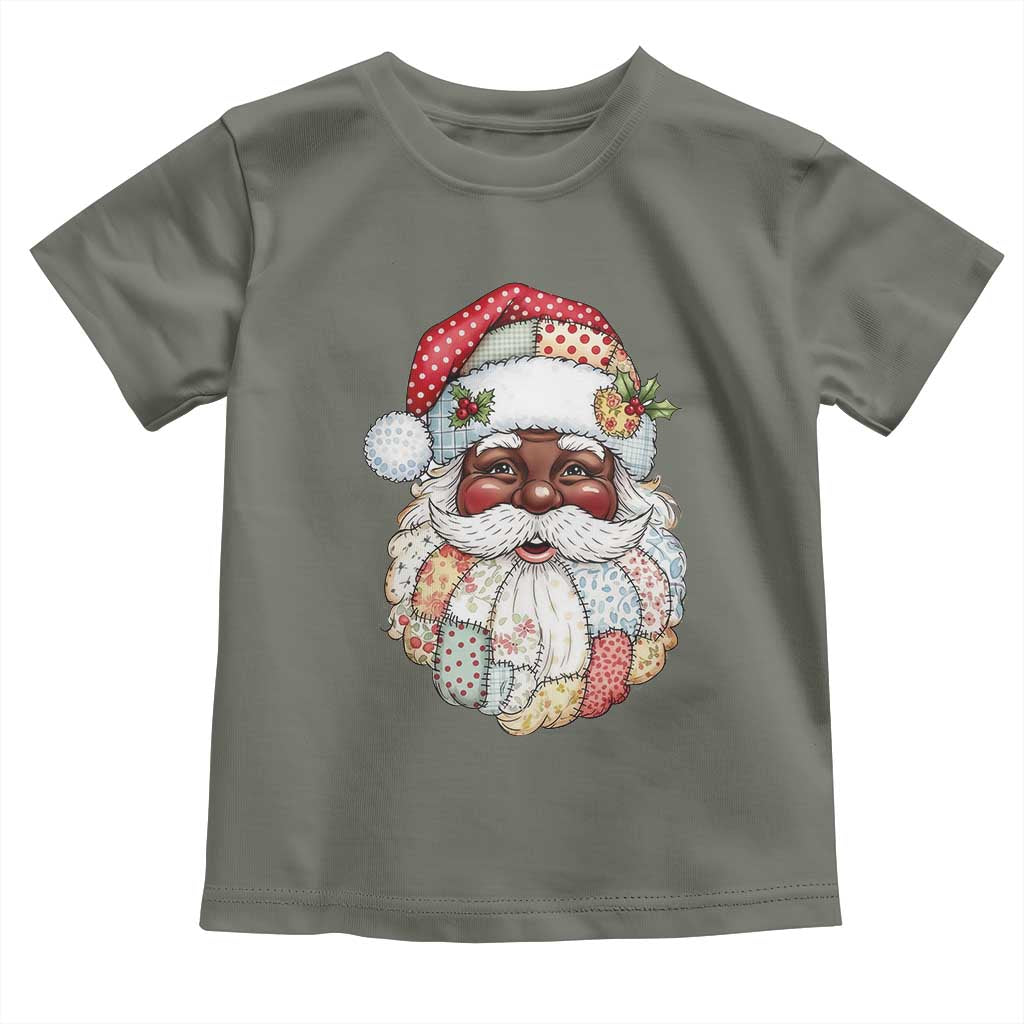 African American Christmas Retro Patchwork Black Santa Toddler T Shirt TS11 Military Green Print Your Wear