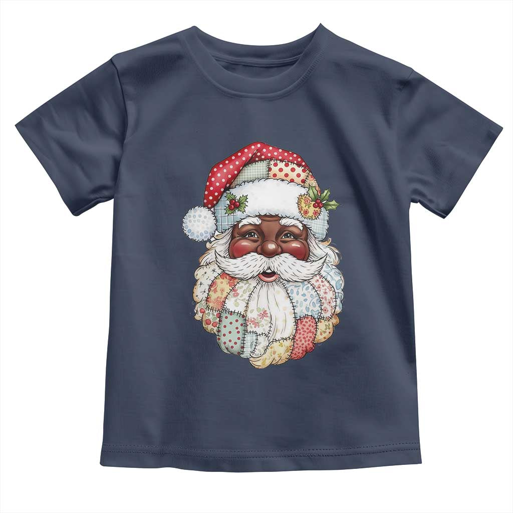 African American Christmas Retro Patchwork Black Santa Toddler T Shirt TS11 Navy Print Your Wear