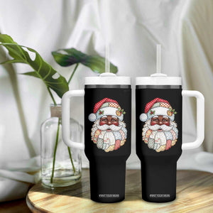 African American Christmas Retro Patchwork Black Santa Tumbler With Handle TS11 Print Your Wear