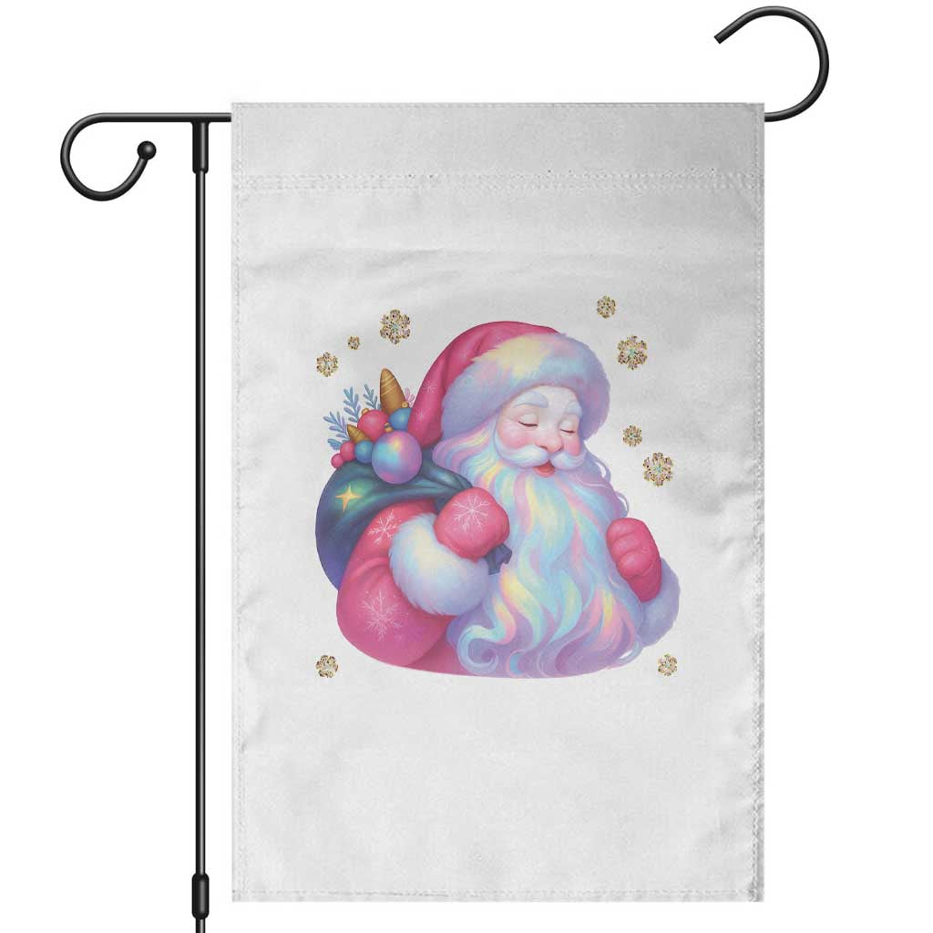 Iridescent Christmas Santa Printed Coquette Xmas Garden Flag TS11 White Print Your Wear