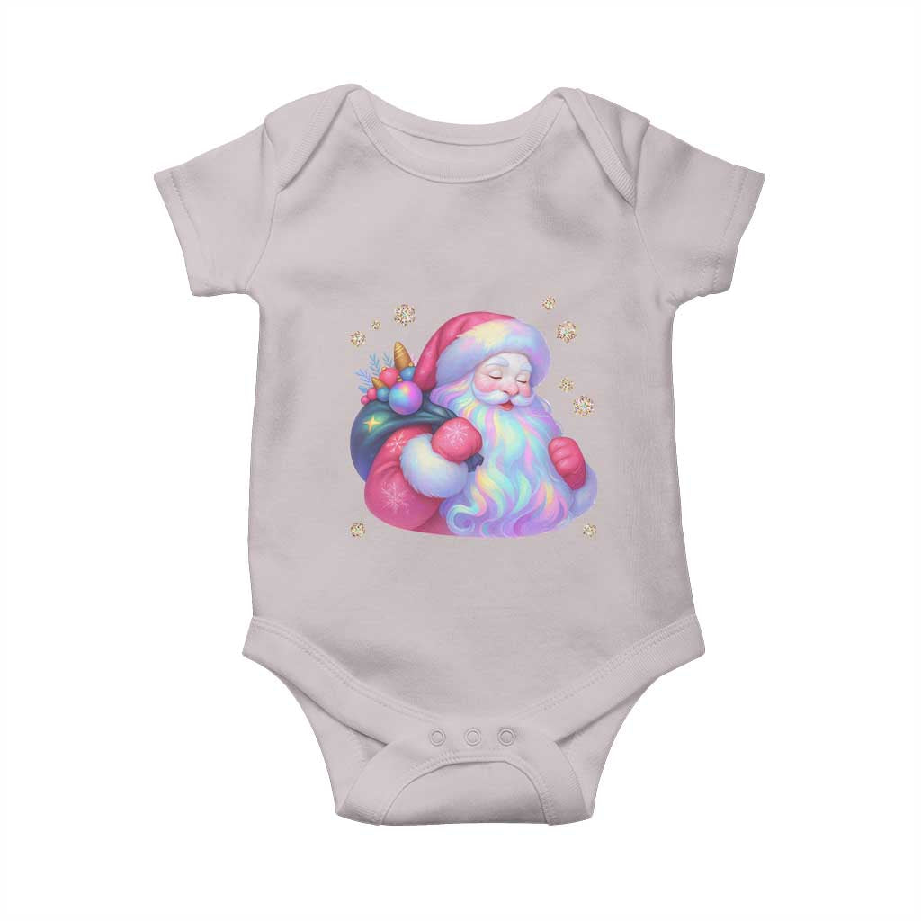 Iridescent Christmas Santa Printed Coquette Xmas Baby Onesie TS11 Ice Gray Print Your Wear
