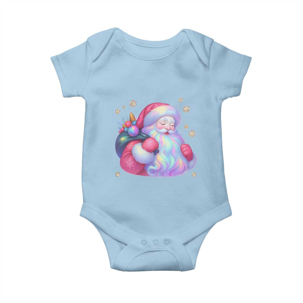 Iridescent Christmas Santa Printed Coquette Xmas Baby Onesie TS11 Light Blue Print Your Wear