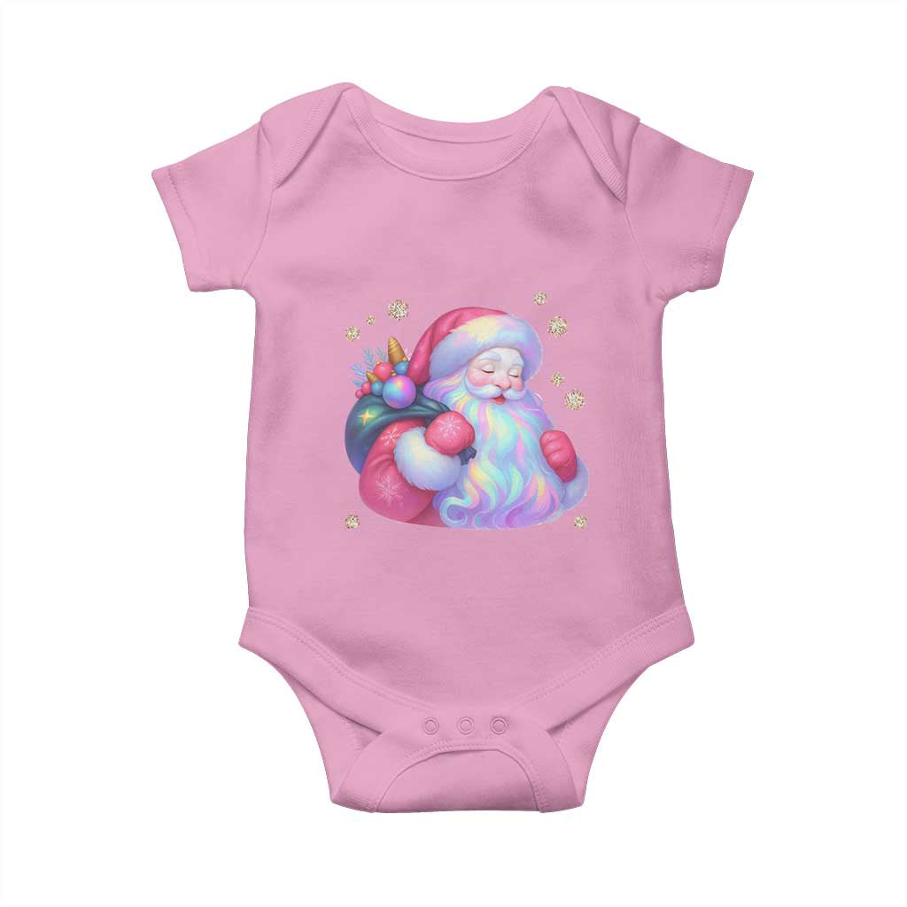 Iridescent Christmas Santa Printed Coquette Xmas Baby Onesie TS11 Light Pink Print Your Wear