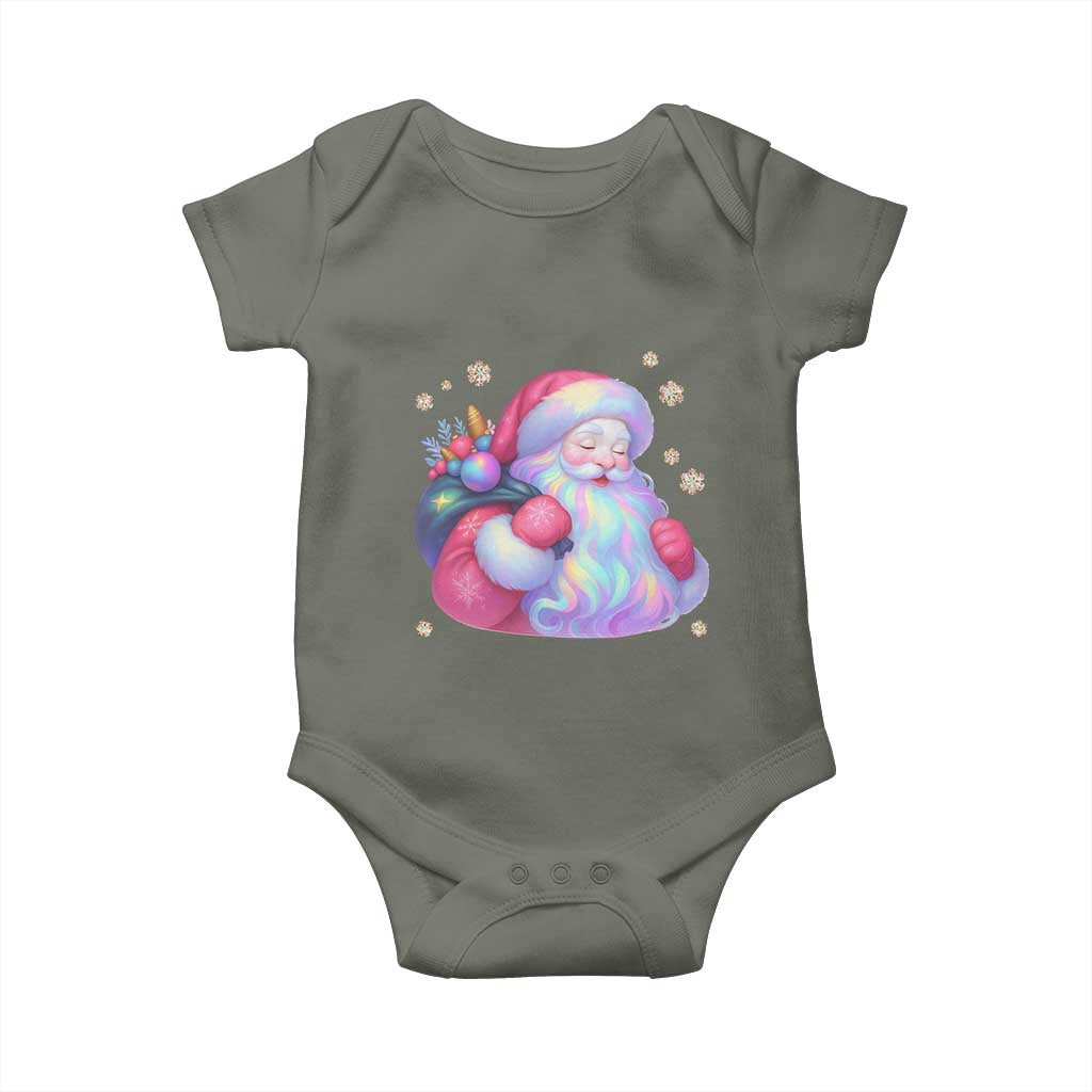 Iridescent Christmas Santa Printed Coquette Xmas Baby Onesie TS11 Military Green Print Your Wear