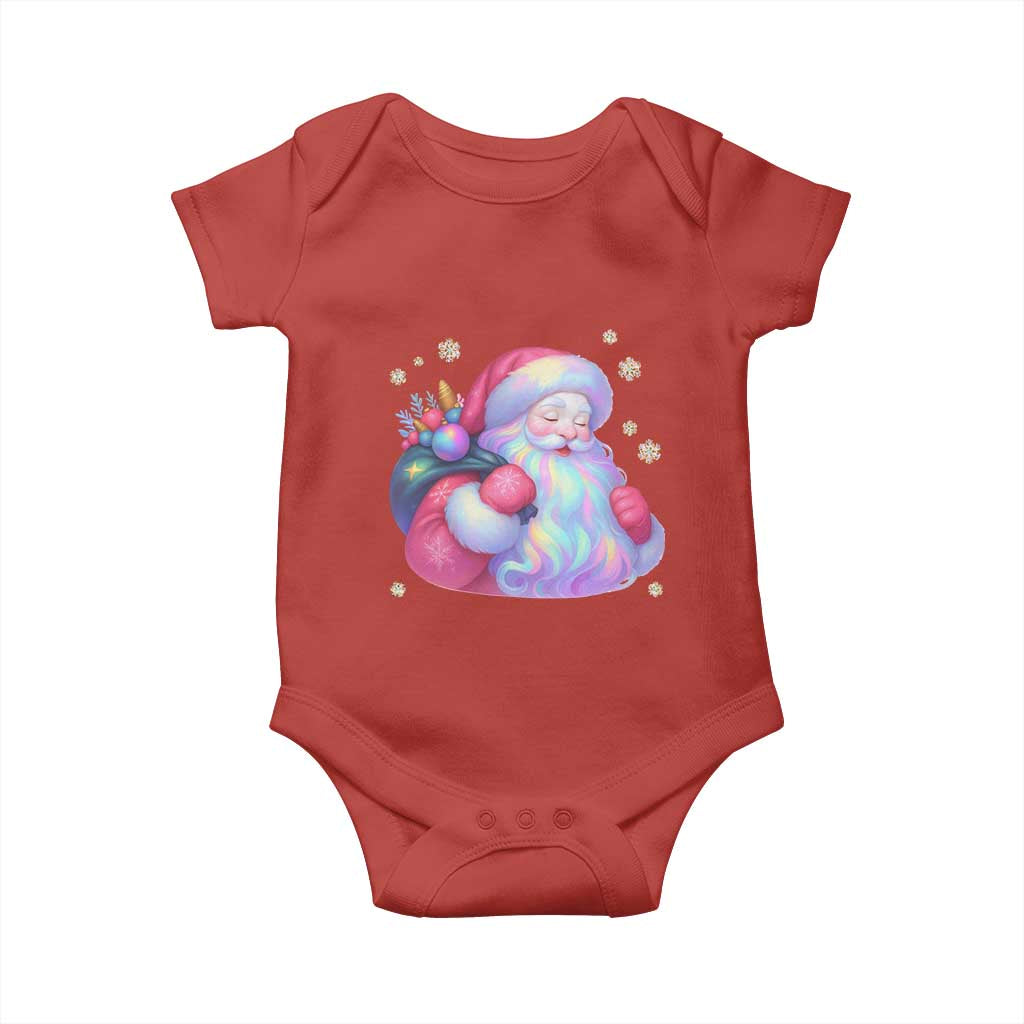 Iridescent Christmas Santa Printed Coquette Xmas Baby Onesie TS11 Red Print Your Wear