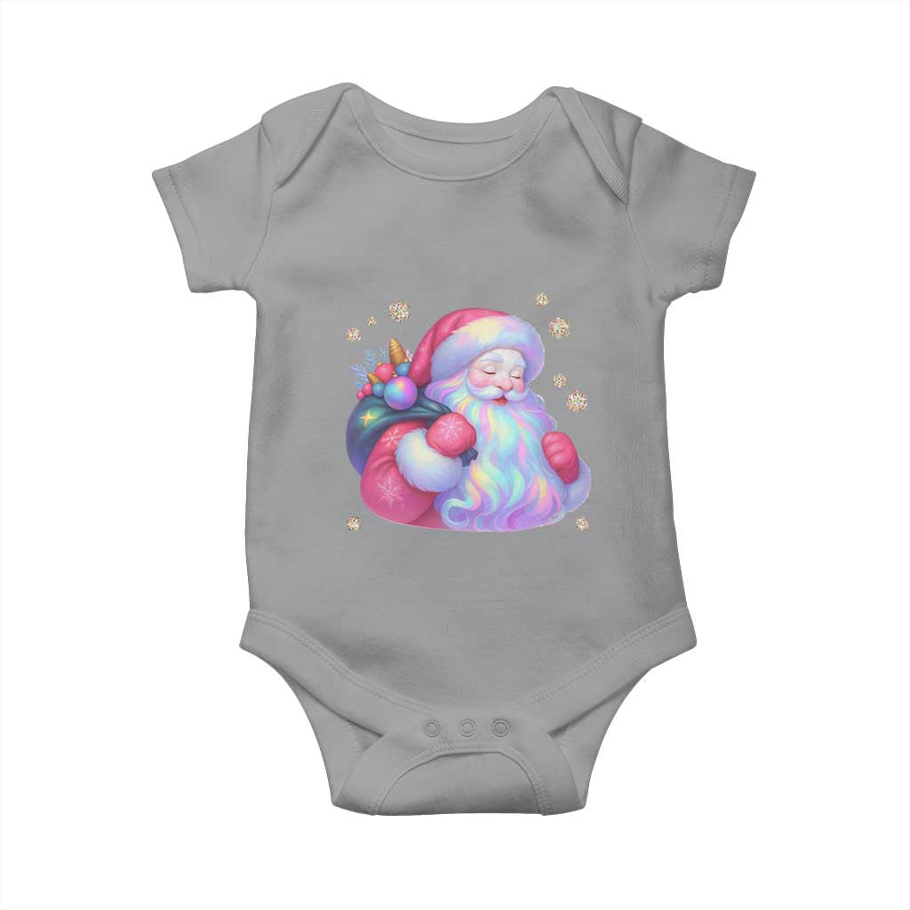 Iridescent Christmas Santa Printed Coquette Xmas Baby Onesie TS11 Sport Gray Print Your Wear