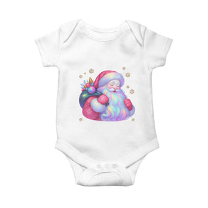 Iridescent Christmas Santa Printed Coquette Xmas Baby Onesie TS11 White Print Your Wear