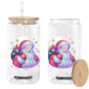 Iridescent Christmas Santa Printed Coquette Xmas Glass Can TS11 Print Your Wear