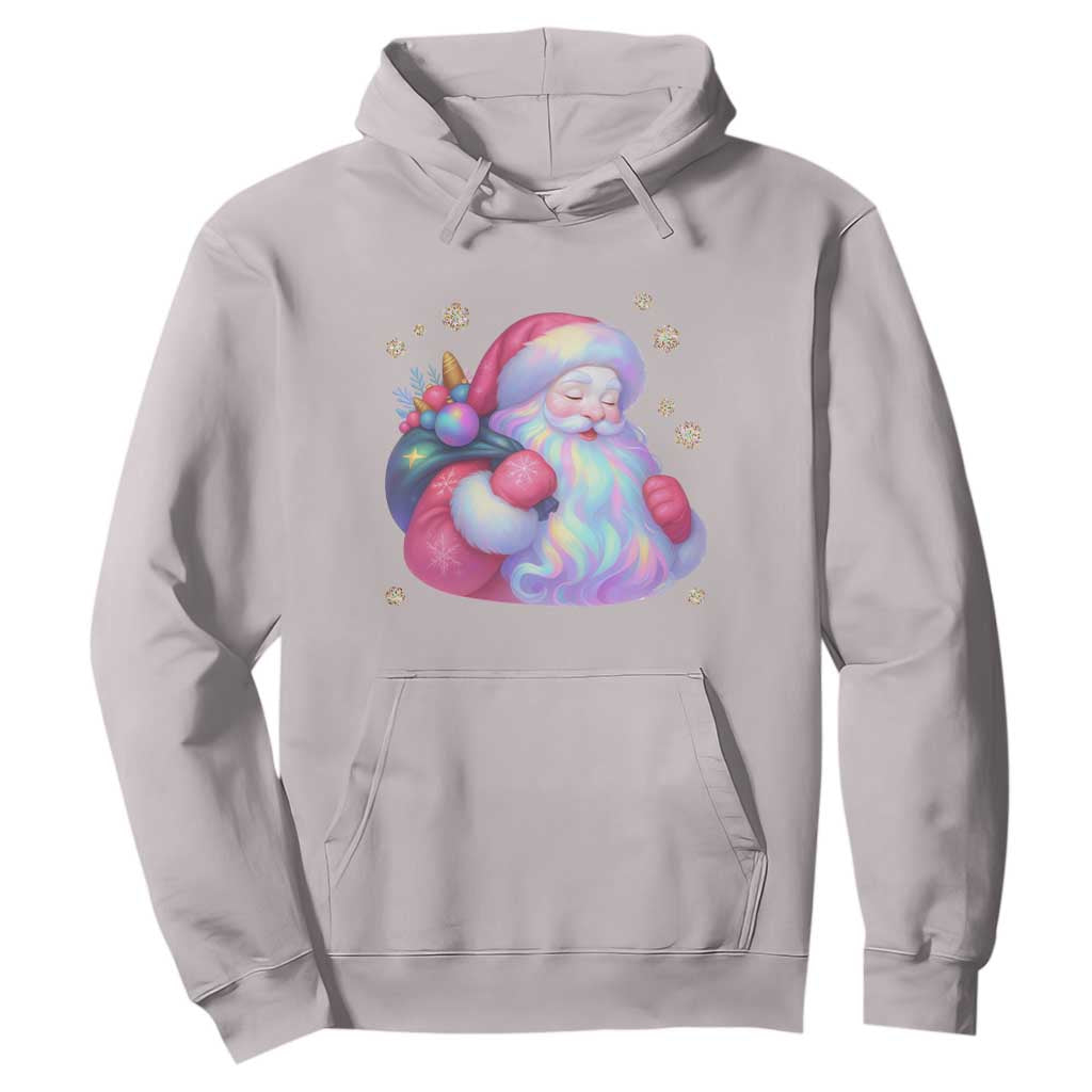 Iridescent Christmas Santa Printed Coquette Xmas Hoodie TS11 Ice Gray Print Your Wear