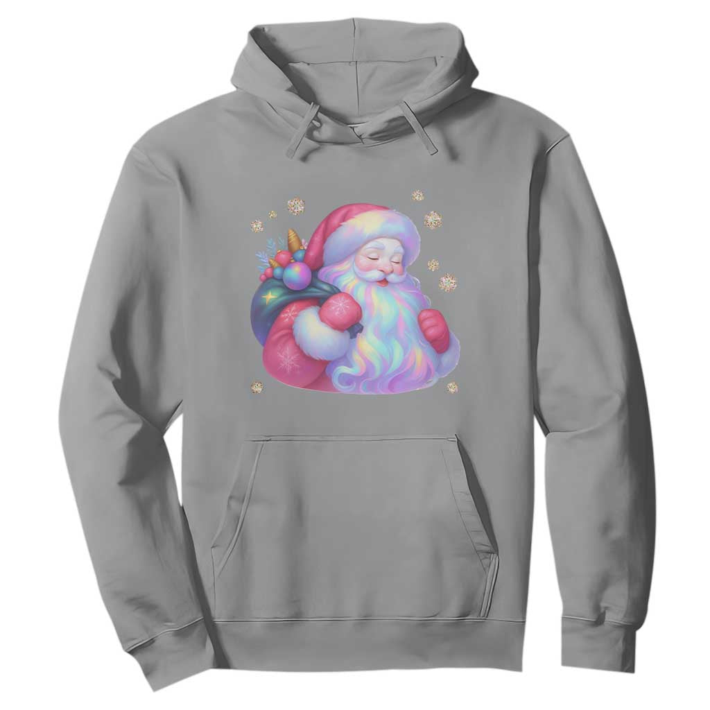 Iridescent Christmas Santa Printed Coquette Xmas Hoodie TS11 Sport Gray Print Your Wear