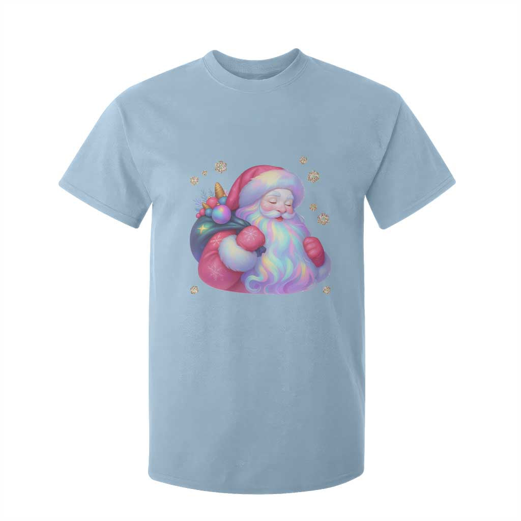 Iridescent Christmas Santa Printed Coquette Xmas T Shirt For Kid TS11 Light Blue Print Your Wear