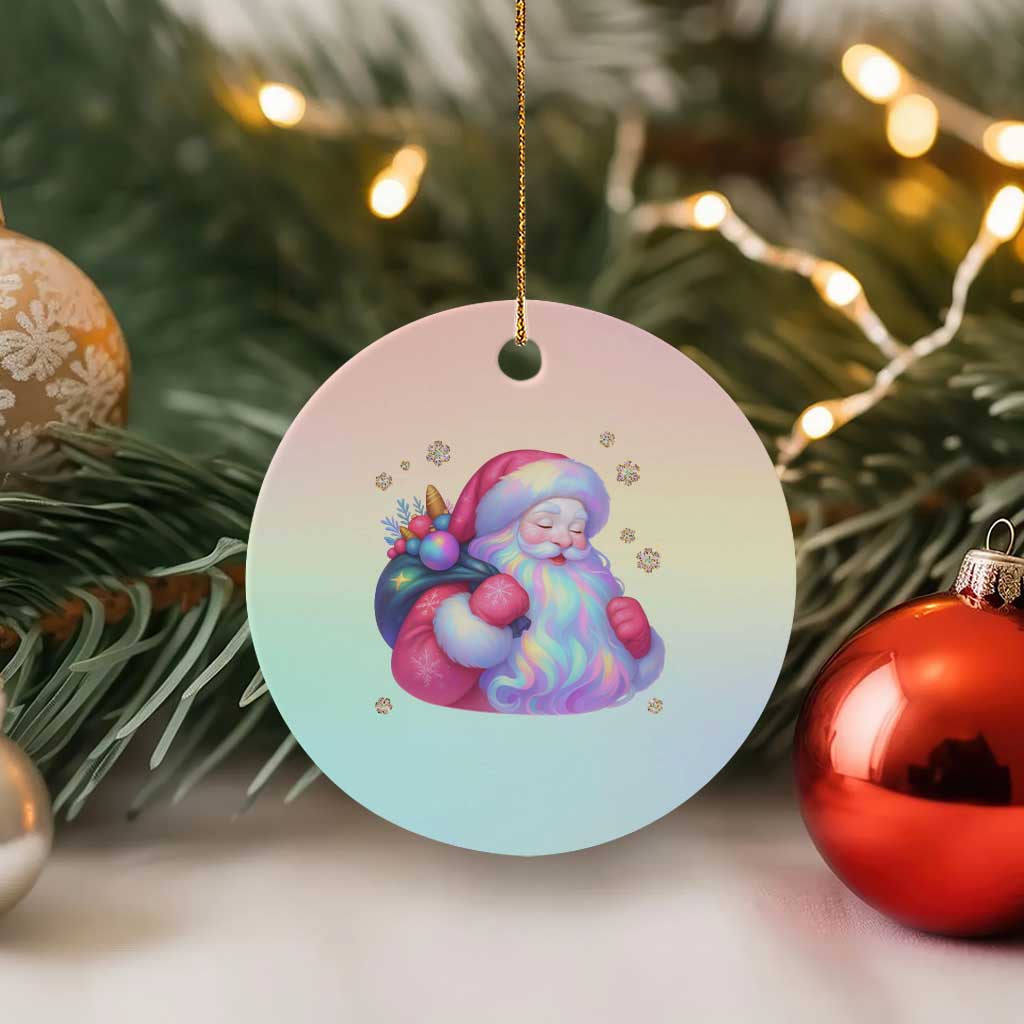 Iridescent Christmas Santa Printed Coquette Xmas Ceramic Ornament TS11 1pc Pastel Print Your Wear