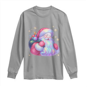 Iridescent Christmas Santa Printed Coquette Xmas Long Sleeve Shirt TS11 Sport Gray Print Your Wear