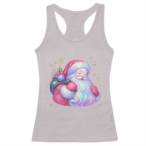 Iridescent Christmas Santa Printed Coquette Xmas Racerback Tank Top TS11 Ice Gray Print Your Wear