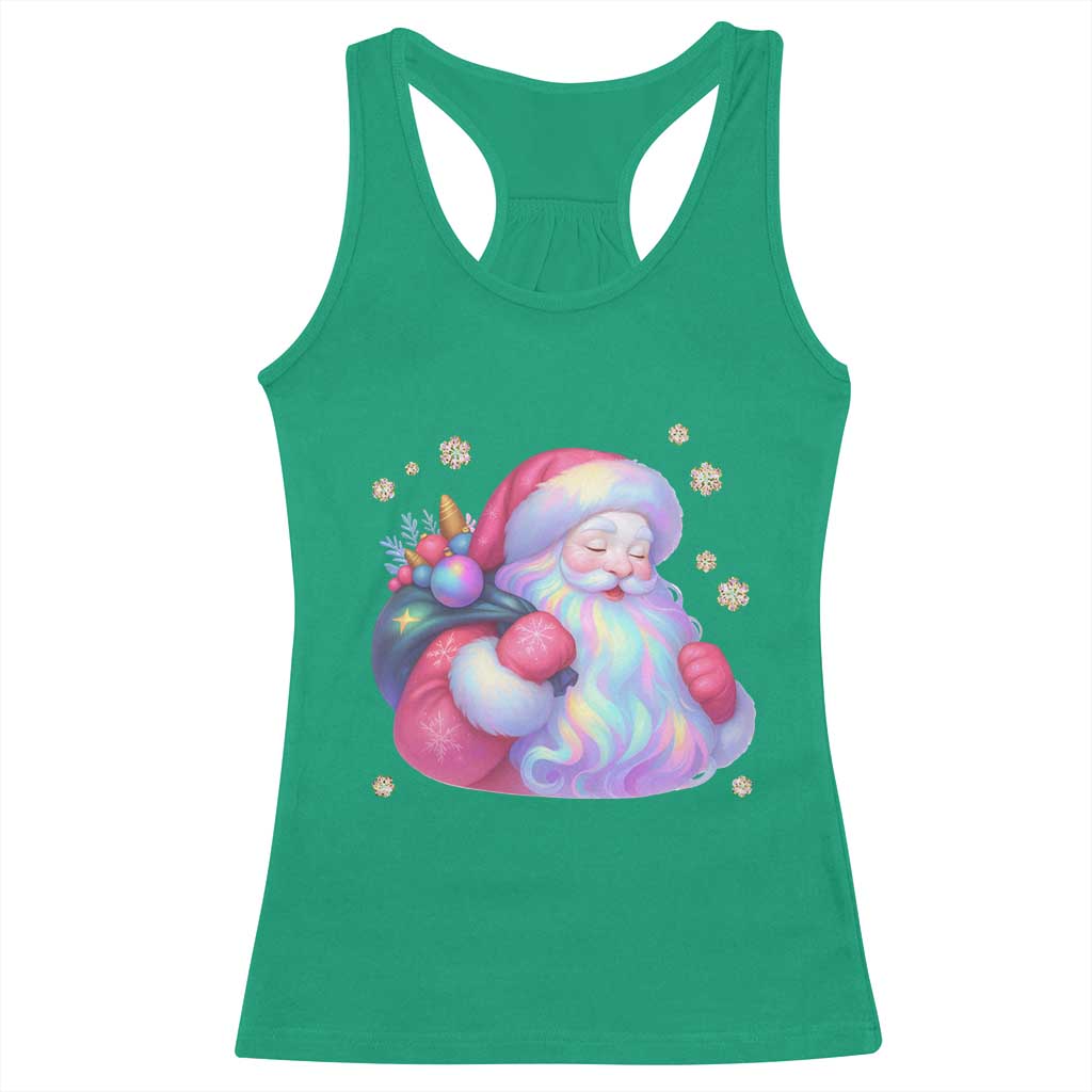 Iridescent Christmas Santa Printed Coquette Xmas Racerback Tank Top TS11 Irish Green Print Your Wear