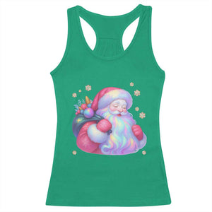 Iridescent Christmas Santa Printed Coquette Xmas Racerback Tank Top TS11 Irish Green Print Your Wear