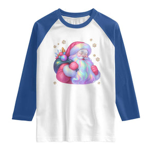 Iridescent Christmas Santa Printed Coquette Xmas Raglan Shirt TS11 White Royal Print Your Wear