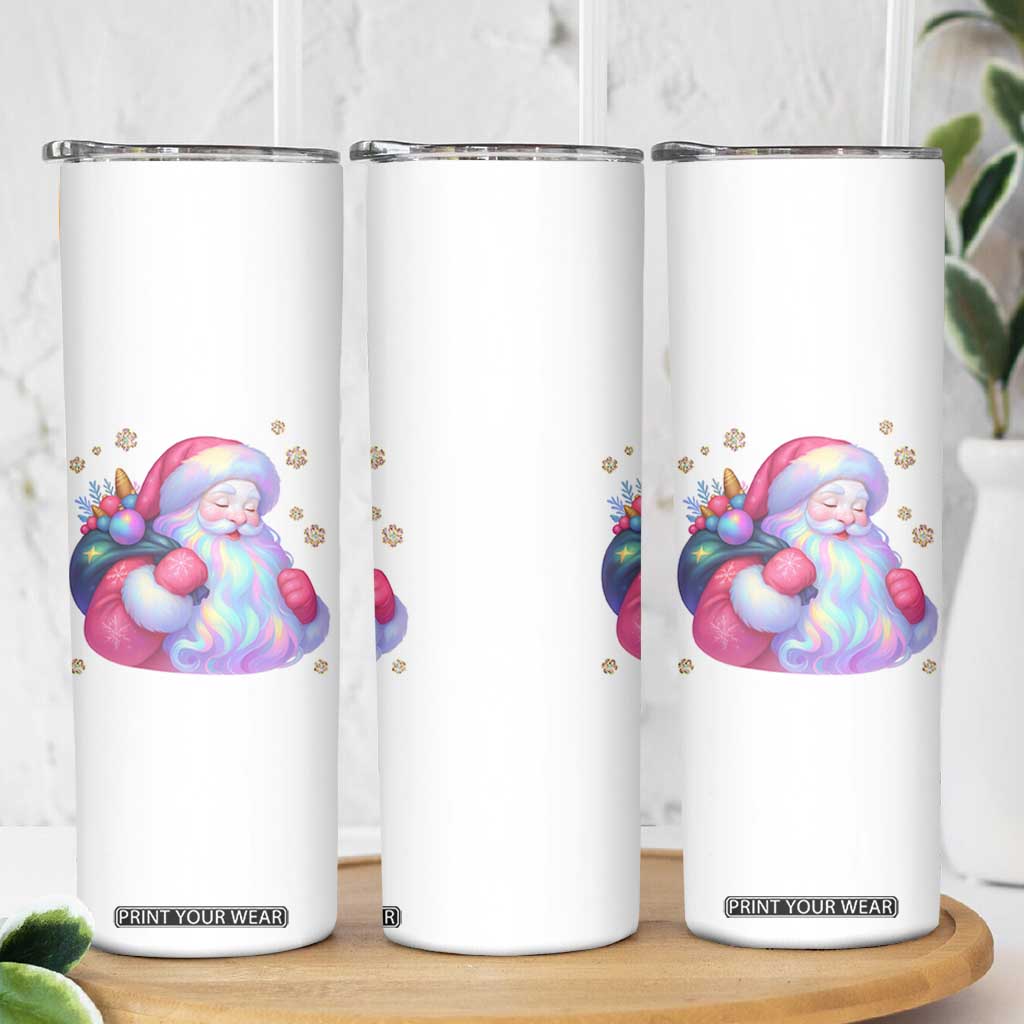 Iridescent Christmas Santa Printed Coquette Xmas Skinny Tumbler TS11 Print Your Wear