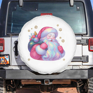 Iridescent Christmas Santa Printed Coquette Xmas Spare Tire Cover TS11 No hole White Print Your Wear