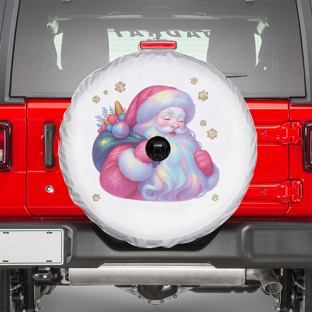 Iridescent Christmas Santa Printed Coquette Xmas Spare Tire Cover TS11 White Print Your Wear