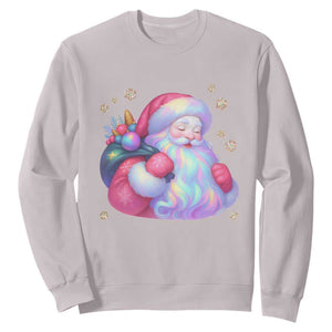 Iridescent Christmas Santa Printed Coquette Xmas Sweatshirt TS11 Ice Gray Print Your Wear