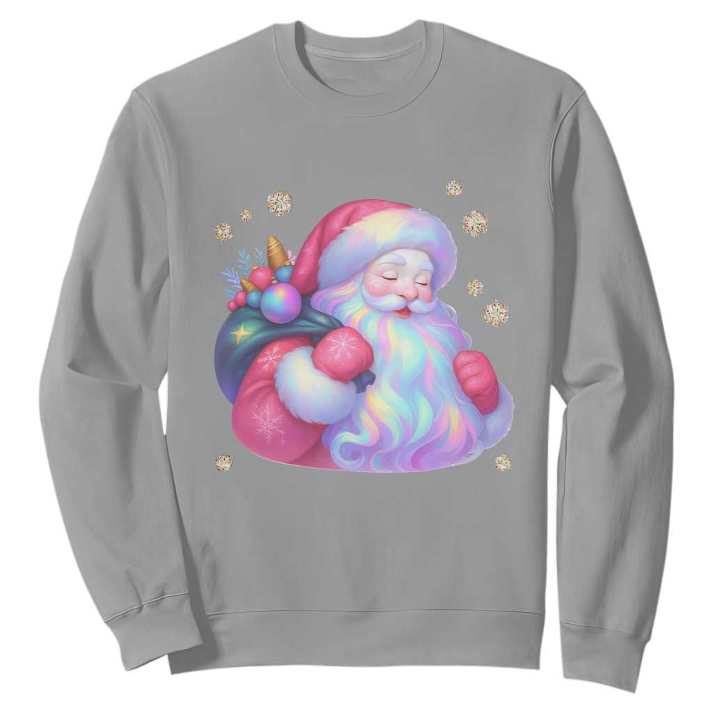Iridescent Christmas Santa Printed Coquette Xmas Sweatshirt TS11 Sport Gray Print Your Wear