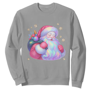 Iridescent Christmas Santa Printed Coquette Xmas Sweatshirt TS11 Sport Gray Print Your Wear