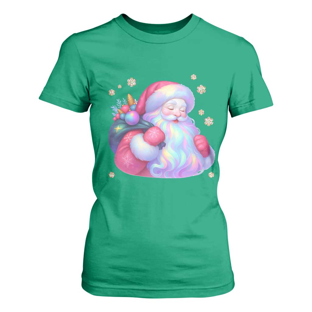 Iridescent Christmas Santa Printed Coquette Xmas T Shirt For Women TS11 Irish Green Print Your Wear