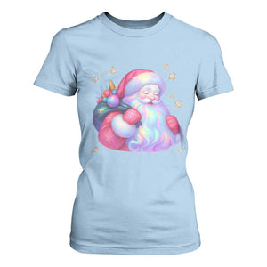 Iridescent Christmas Santa Printed Coquette Xmas T Shirt For Women TS11 Light Blue Print Your Wear