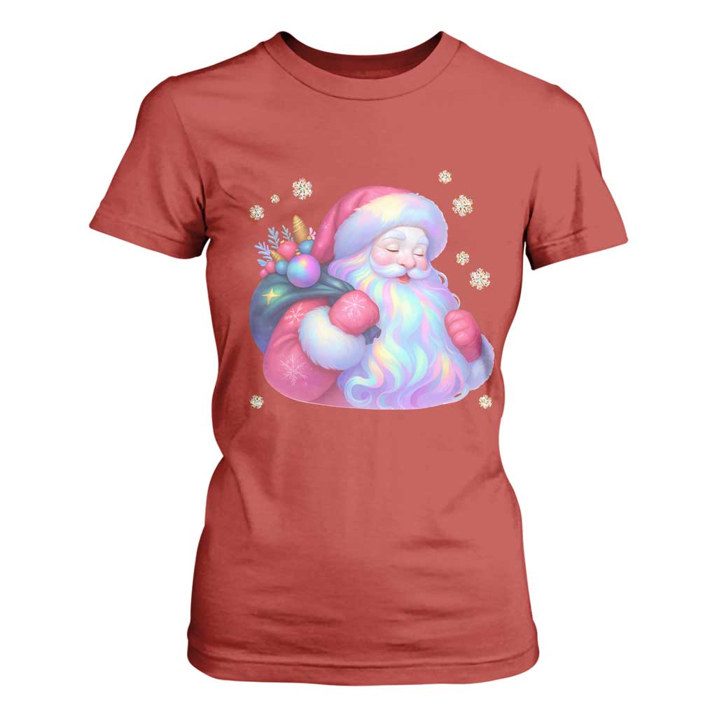 Iridescent Christmas Santa Printed Coquette Xmas T Shirt For Women TS11 Red Print Your Wear