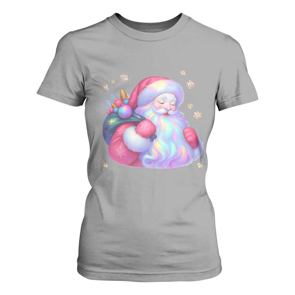 Iridescent Christmas Santa Printed Coquette Xmas T Shirt For Women TS11 Sport Gray Print Your Wear