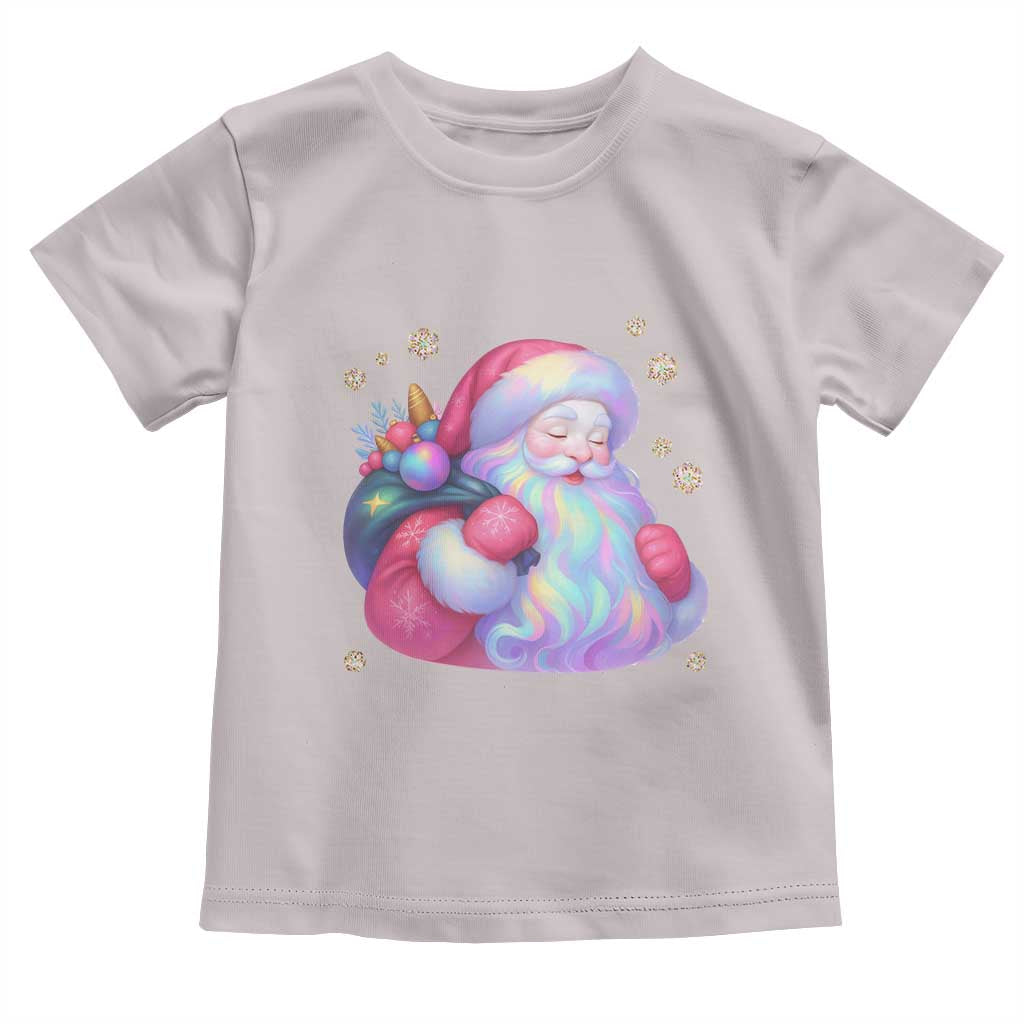 Iridescent Christmas Santa Printed Coquette Xmas Toddler T Shirt TS11 Ice Gray Print Your Wear