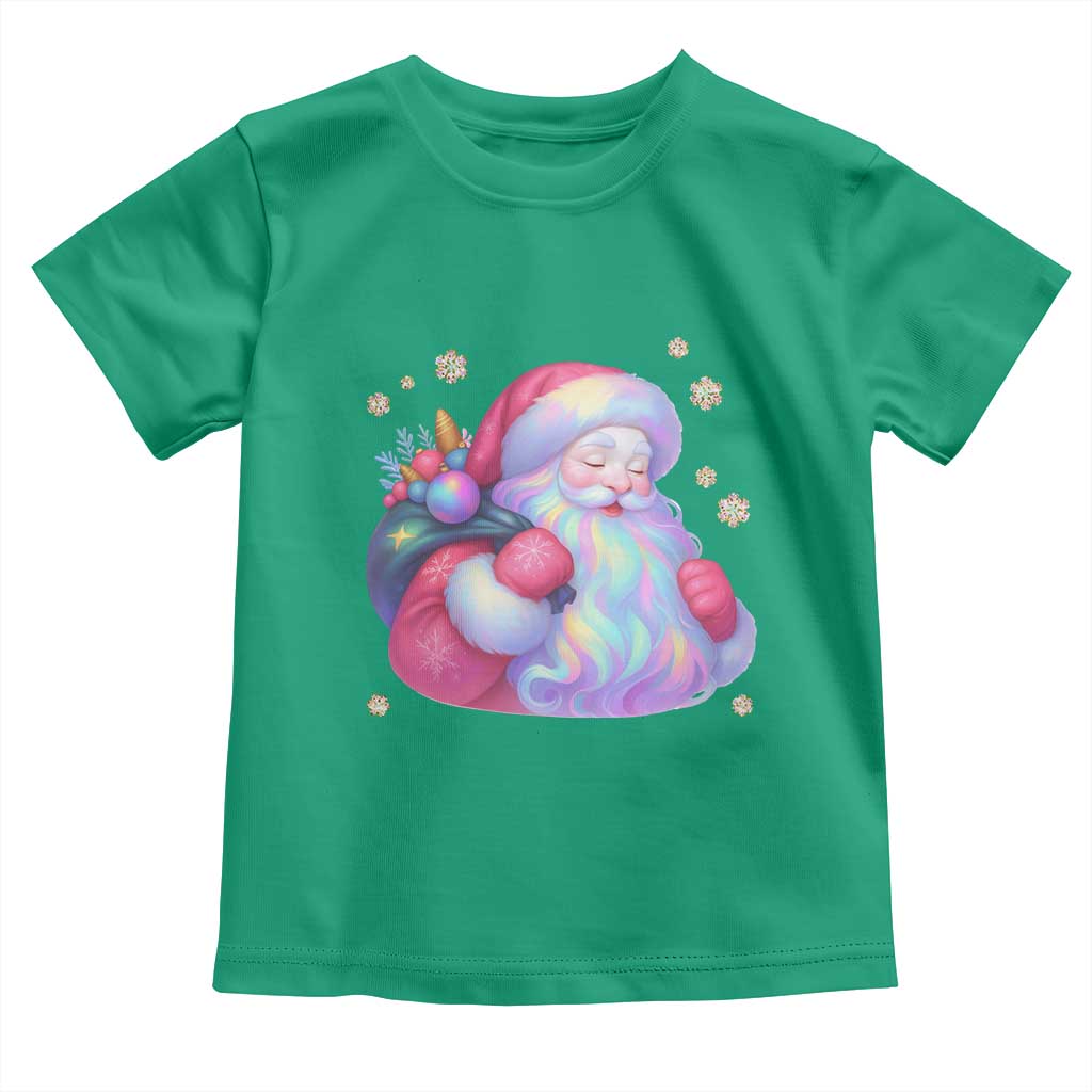 Iridescent Christmas Santa Printed Coquette Xmas Toddler T Shirt TS11 Irish Green Print Your Wear