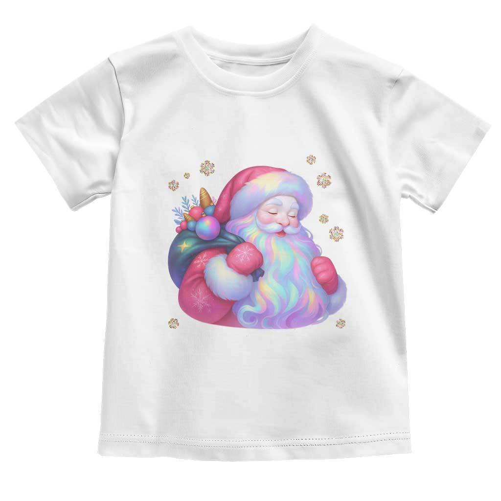 Iridescent Christmas Santa Printed Coquette Xmas Toddler T Shirt TS11 White Print Your Wear