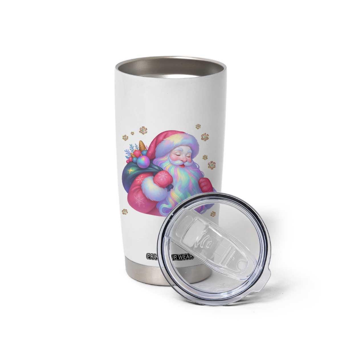 Iridescent Christmas Santa Printed Coquette Xmas Tumbler Cup TS11 Print Your Wear