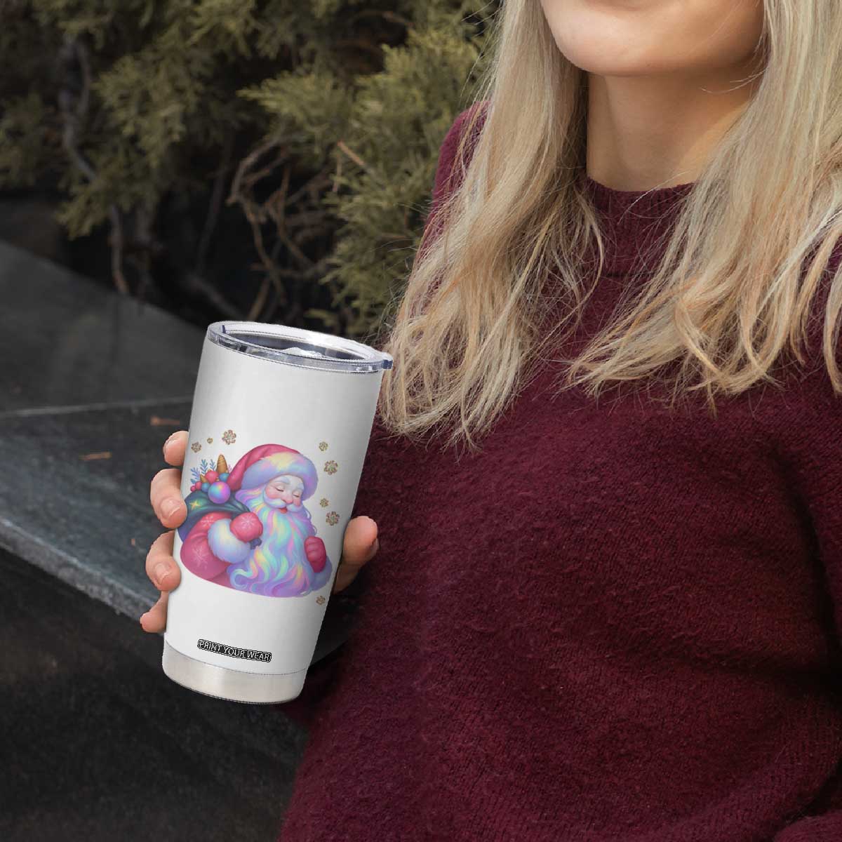 Iridescent Christmas Santa Printed Coquette Xmas Tumbler Cup TS11 Print Your Wear