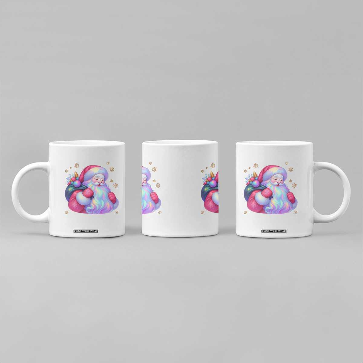 Iridescent Christmas Santa Printed Coquette Xmas Coffee Mug TS11 Print Your Wear
