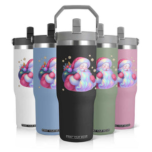Iridescent Christmas Santa Printed Coquette Xmas Flip Straw Tumbler TS11 Print Your Wear