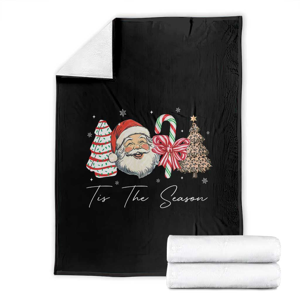 Funny Tis The Season Christmas Throw Blanket Xmas Holiday Family Matching Santa Xmas Tree TS11 Black Print Your Wear