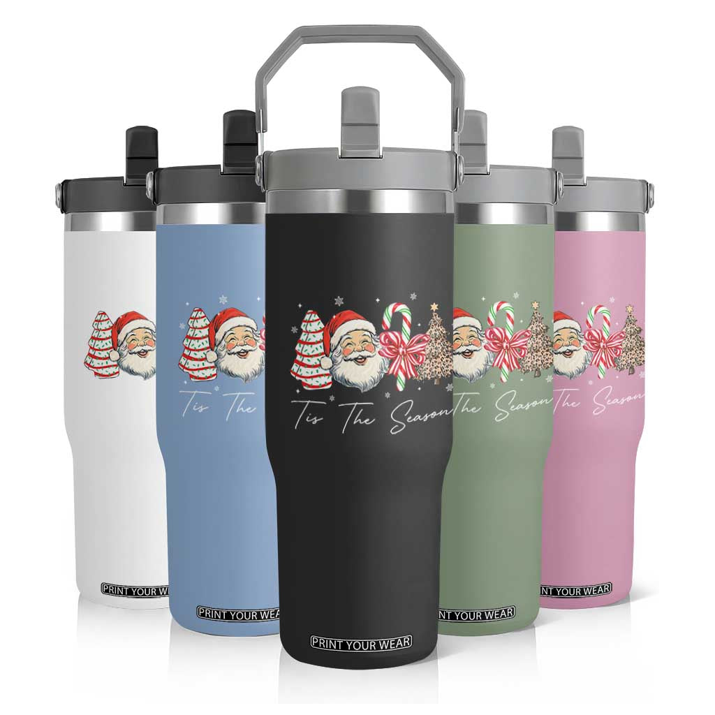 Funny Tis The Season Christmas Flip Straw Tumbler Xmas Holiday Family Matching Santa Xmas Tree TS11 Print Your Wear