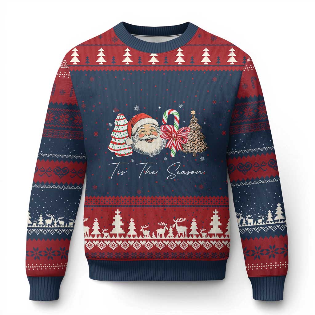 Funny Tis The Season Xmas Ugly Christmas Sweater Xmas Holiday Family Matching Santa Xmas Tree TS11 Navy Red Print Your Wear