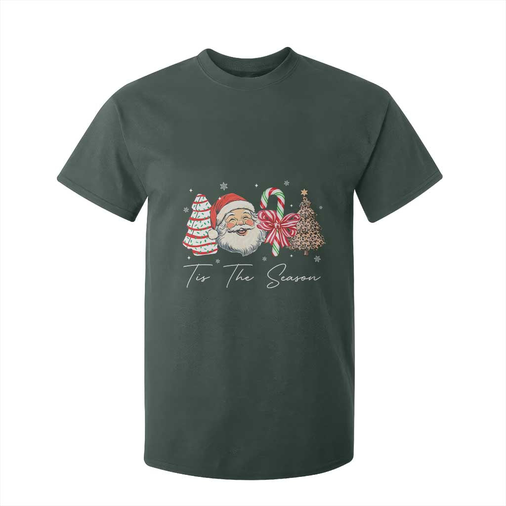 Funny Tis The Season Christmas T Shirt For Kid Xmas Holiday Family Matching Santa Xmas Tree TS11 Dark Forest Green Print Your Wear