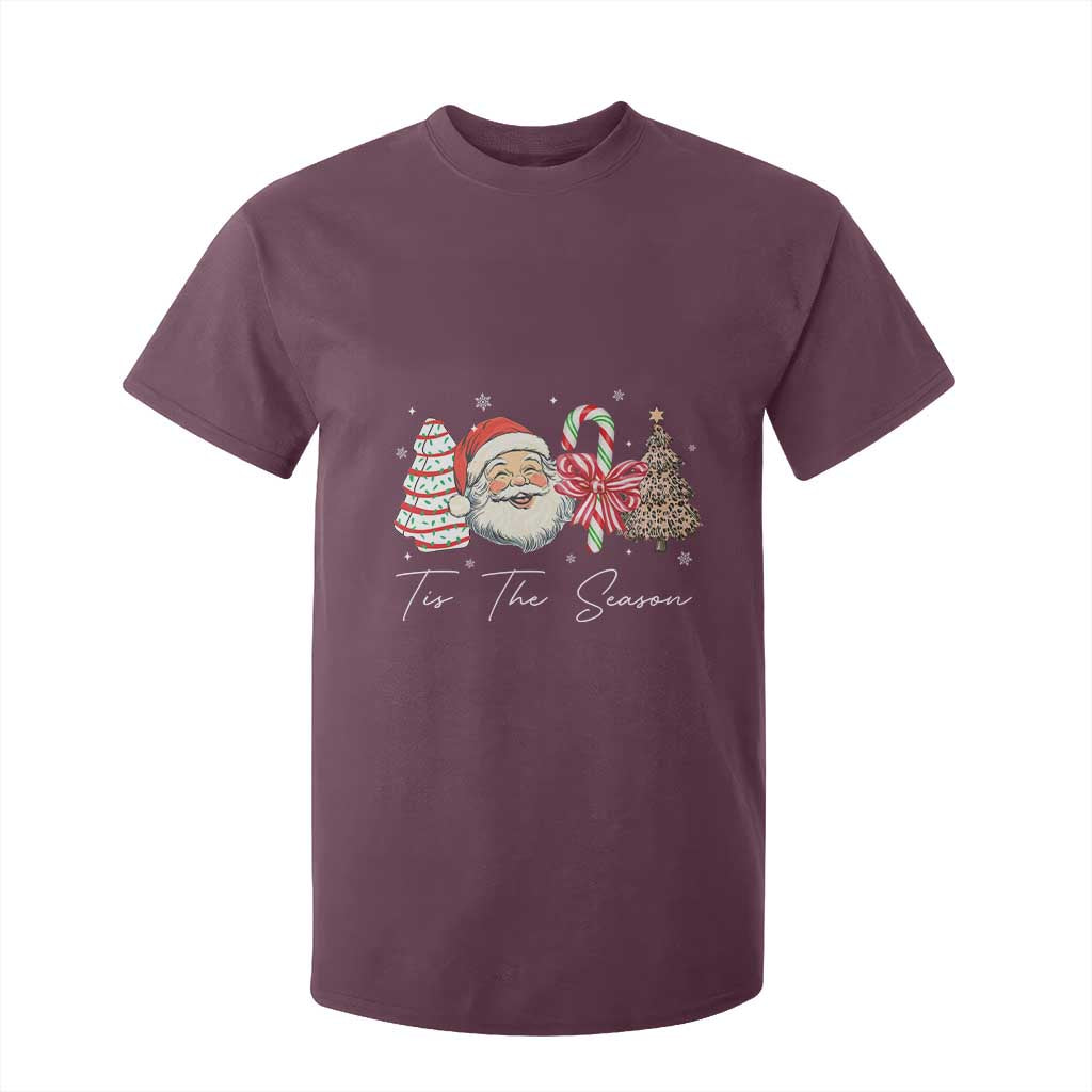 Funny Tis The Season Christmas T Shirt For Kid Xmas Holiday Family Matching Santa Xmas Tree TS11 Maroon Print Your Wear