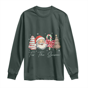 Funny Tis The Season Christmas Long Sleeve Shirt Xmas Holiday Family Matching Santa Xmas Tree TS11 Dark Forest Green Print Your Wear